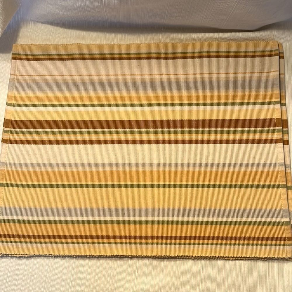 Sonoma Yellow Multi. Colored Striped Cotton Spring Summer Placemats-  Set of 4